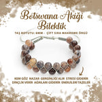 SERTİFİKALI Botswana Akiği 8mm Çift Sıra Makrome Doğal Taş Bileklik