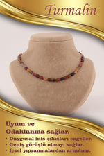 SERTİFİKALI Özel Kesim Turmalin  Orjinal ( Taşlar) Doğaltaş Kolye 4 mm, M409