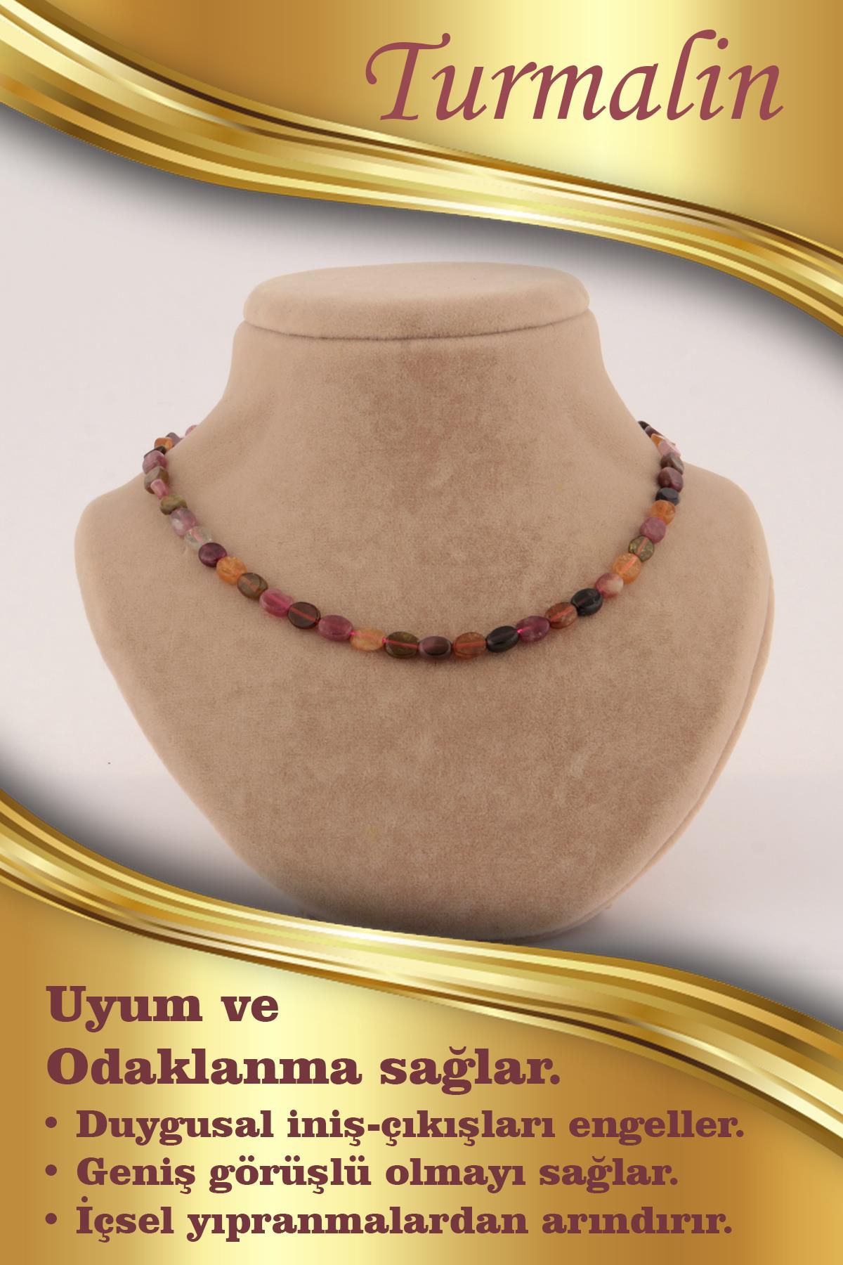 SERTİFİKALI Özel Kesim Turmalin  Orjinal ( Taşlar) Doğaltaş Kolye 4 mm, M409