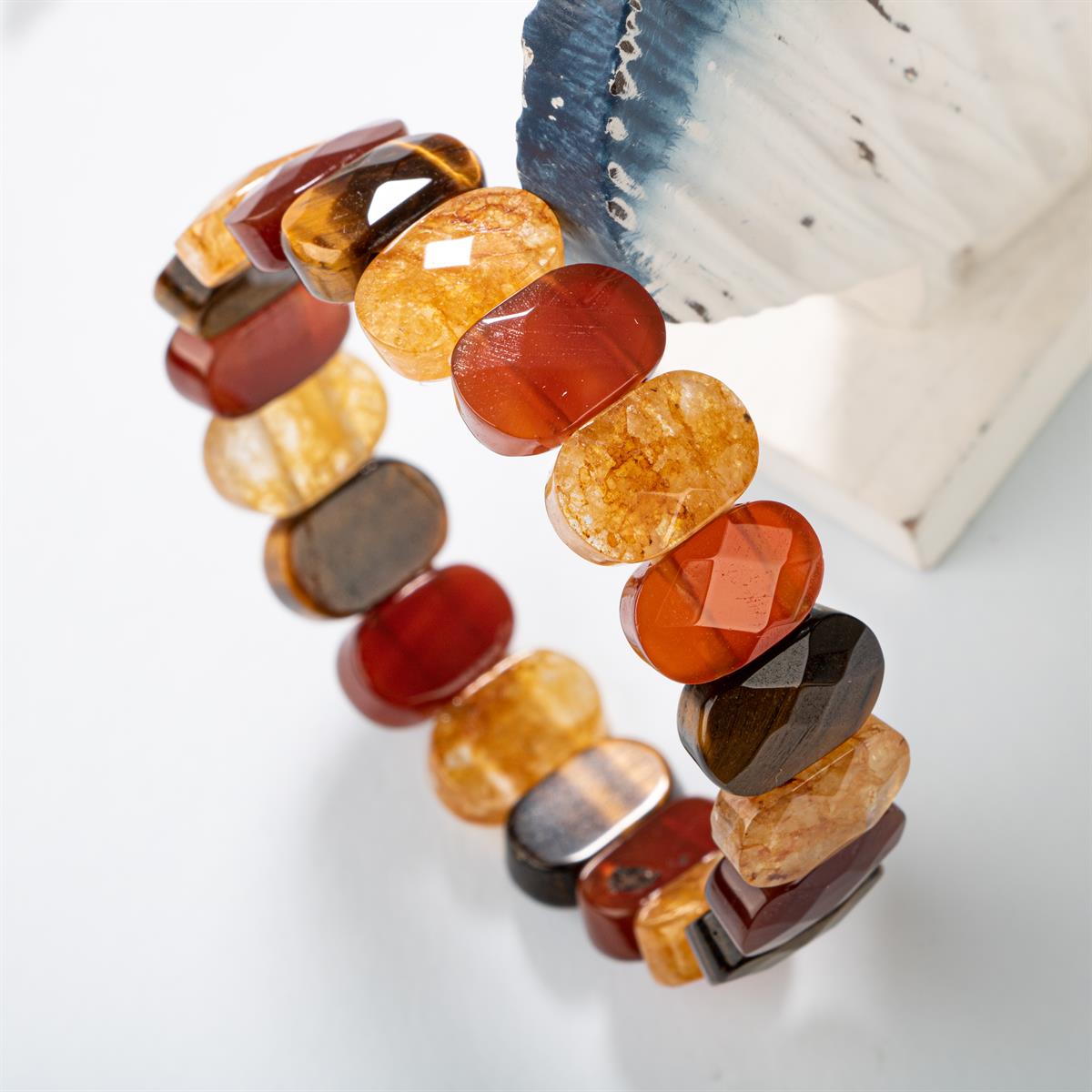 SERTİFİKALI Sakral Çakra Doğal Taş Geniş Kesim Bileklik