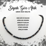 SERTİFİKALI Siyah Göz Akik 6 mm Dizi Doğal Taş Kolye