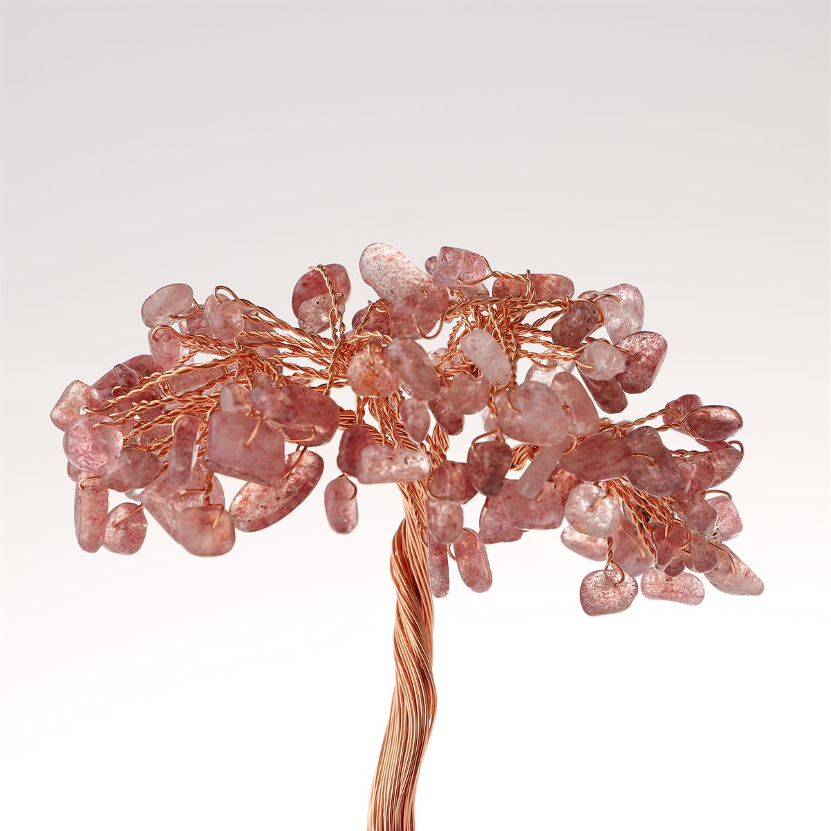 SERTİFİKALI Çilek Kuvars, Kristal Kuvars  Orjinal ( Taşlar) Doğaltaş Ağaç 10x7 cm, D028