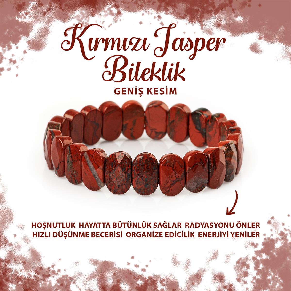 SERTİFİKALI Dragon Jasper Doğal Taş Geniş Kesim Bileklik