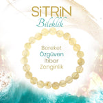 SERTİFİKALI Sitrin  Orjinal ( Taşlar) Doğaltaş Bileklik 8 mm, B1005