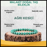 SERTİFİKALI Malakit  Orjinal ( Taşlar) Doğaltaş Bileklik 6 mm - B836