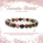 SERTİFİKALI Renkli Turmalin 8mm Doğal Taş Bileklik