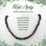 SERTİFİKALI Hint Akiği 8 mm Düğümlü Doğal Taş Kolye