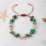 SERTİFİKALI ORJİNAL HAKİKİ TURKUAZ (FİRUZE) &amp; AY TAŞI DOĞAL TAŞLI ÇİFT RENKLİ İP MAKROME BİLEKLİK