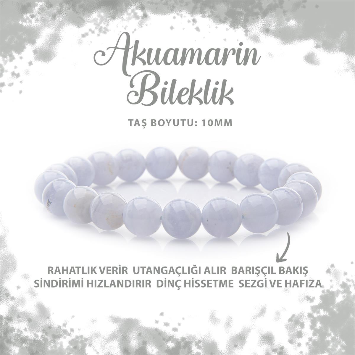 SERTİFİKALI Akuamarin 10mm Doğal Taş Bileklik