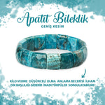 SERTİFİKALI Mavi Apatit Doğal Taş Balık Sırtı Geniş Kesim Bileklik