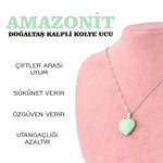 SERTİFİKALI Amazonit  Orjinal ( Taşlar) Doğaltaş Kalpli Kolye Ucu, Gümüş zincirle beraber M433