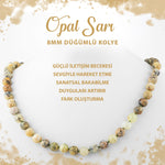 SERTİFİKALI Opal Sarı 8 mm Düğümlü Doğal Taş Kolye