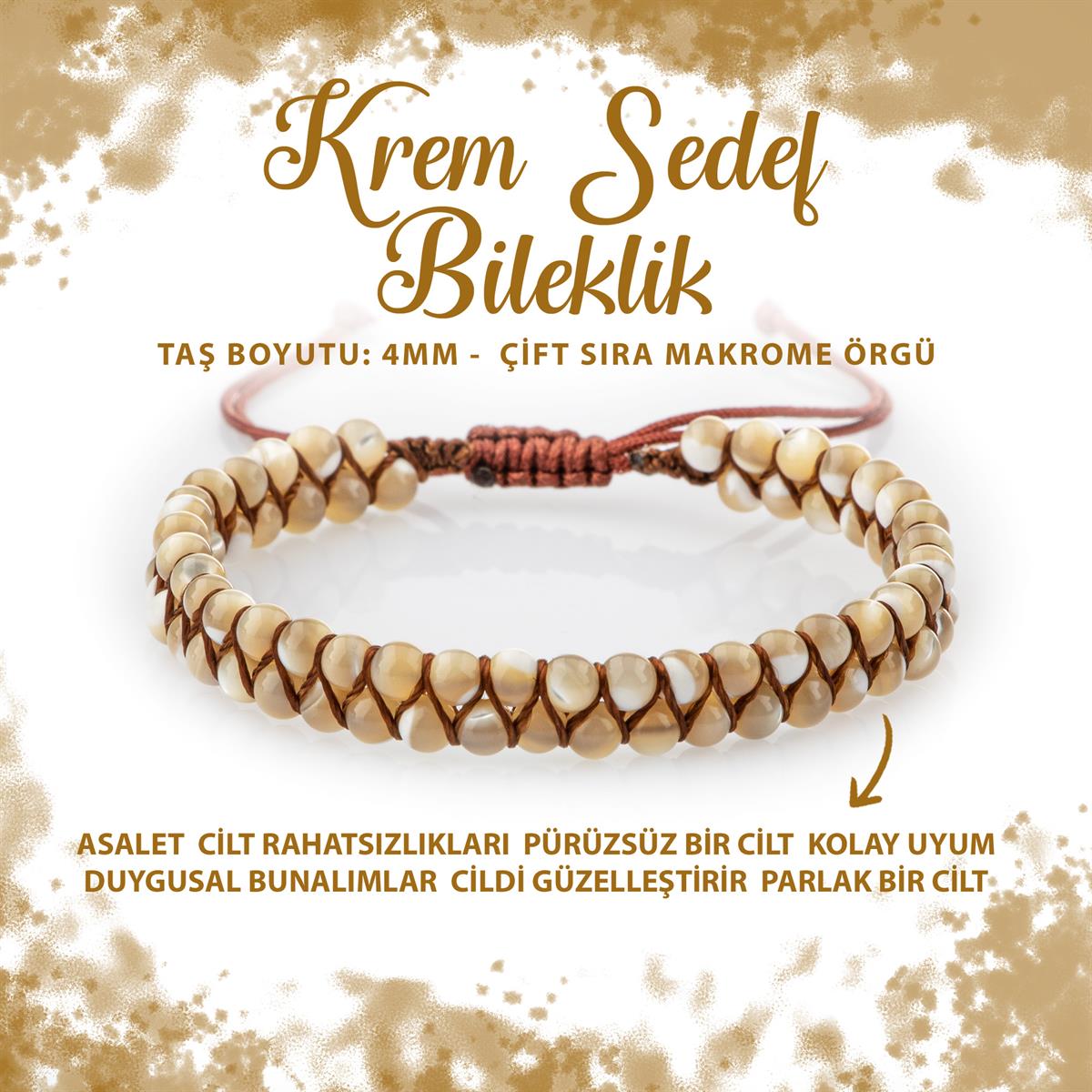 SERTİFİKALI Sedef 4mm Çift Sıra Doğal Taş Bileklik