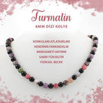 SERTİFİKALI Renkli Turmalin 8 mm Dizi Doğal Taş Kolye