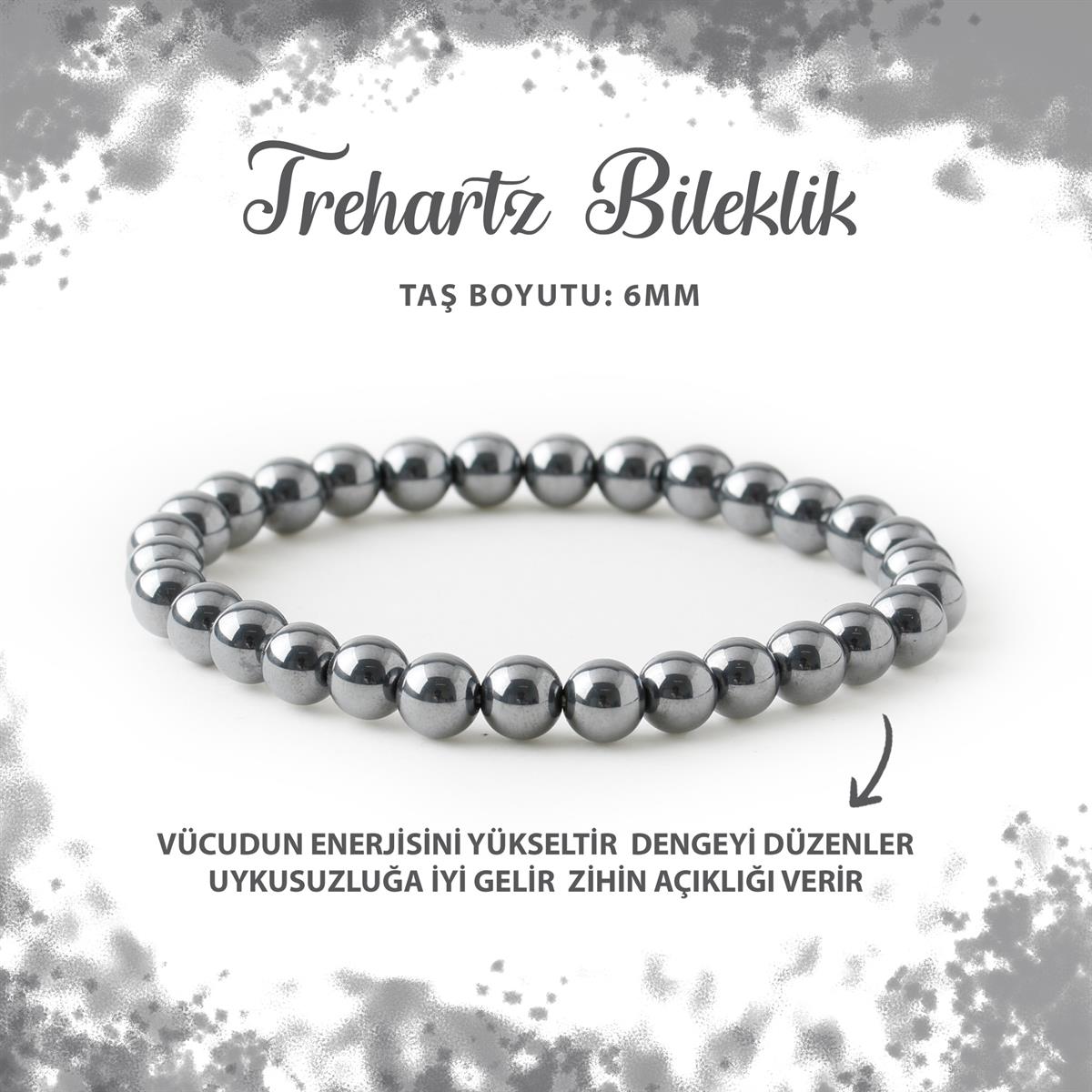 SERTİFİKALI Trehartz 6mm Doğal Taş Bileklik