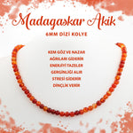SERTİFİKALI Madagaskar Akiği 6 mm Dizi Doğal Taş Kolye