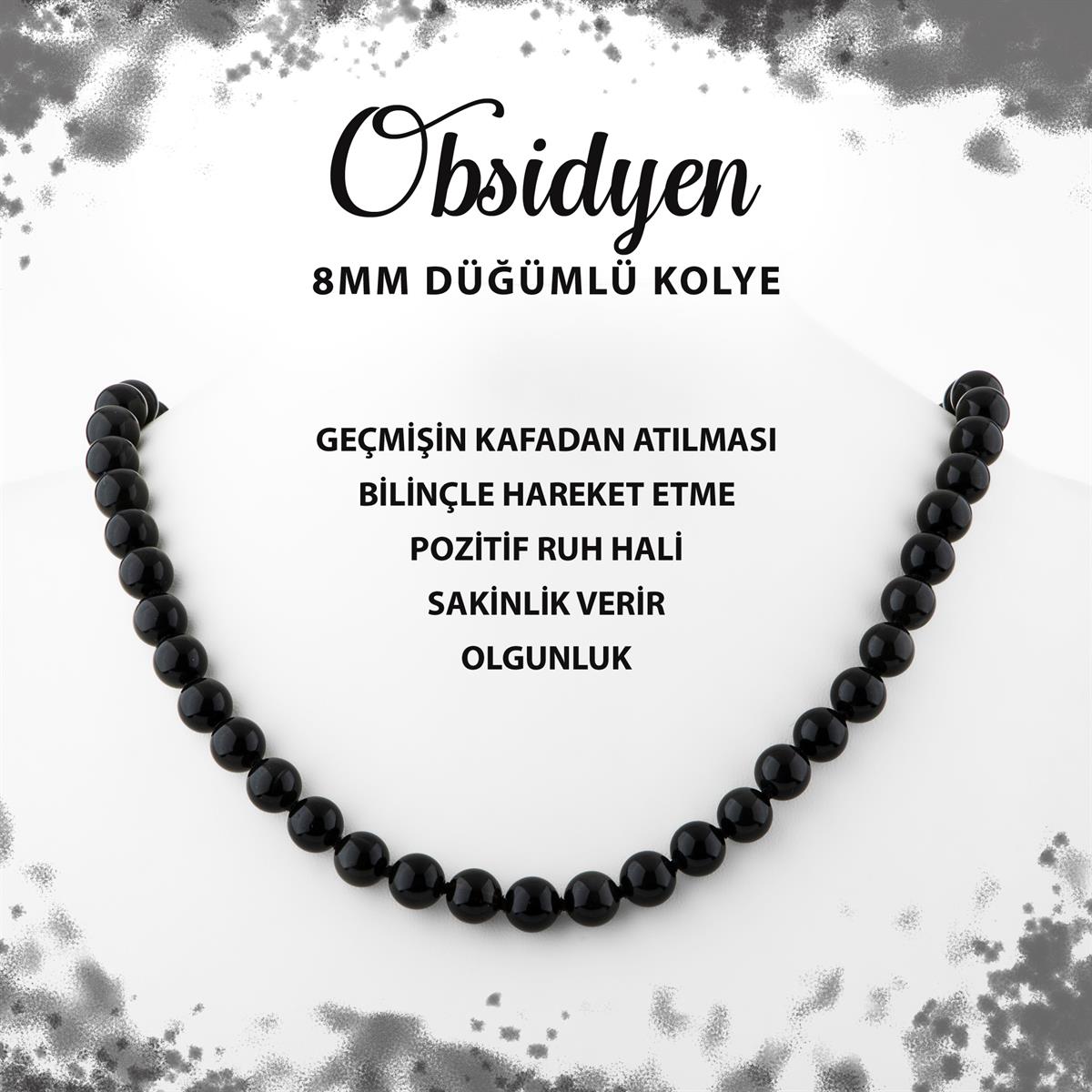 SERTİFİKALI Golden Obsidyen 8 mm Düğümlü Doğal Taş Kolye