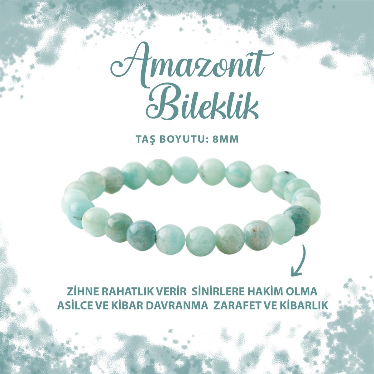 SERTİFİKALI Amazonit 8mm Doğal Taş Bileklik