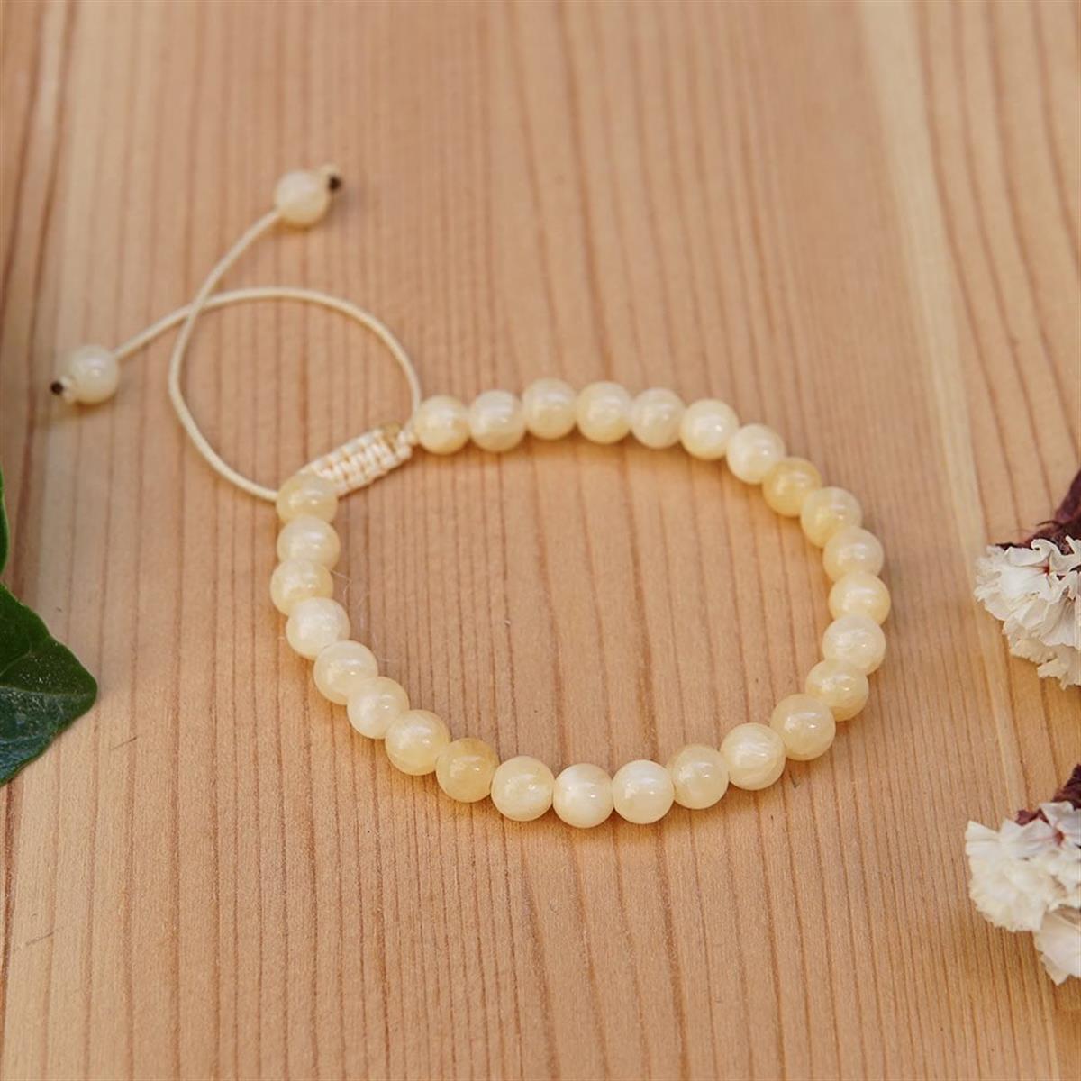 SERTİFİKALI Sari Kalsit  Orjinal ( Taşlar) Doğaltaş Bileklik  - 6mm