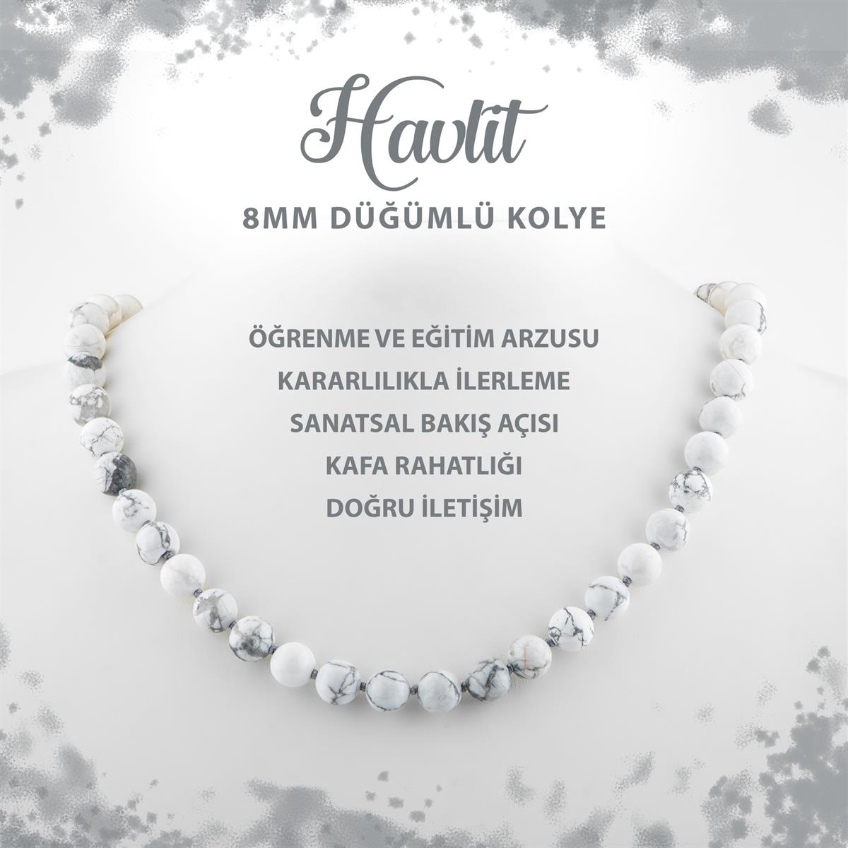 SERTİFİKALI Havlit 8 mm Düğümlü Doğal Taş Kolye