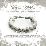 SERTİFİKALI Havlit 8mm Çift Sıra Makrome Doğal Taş Bileklik