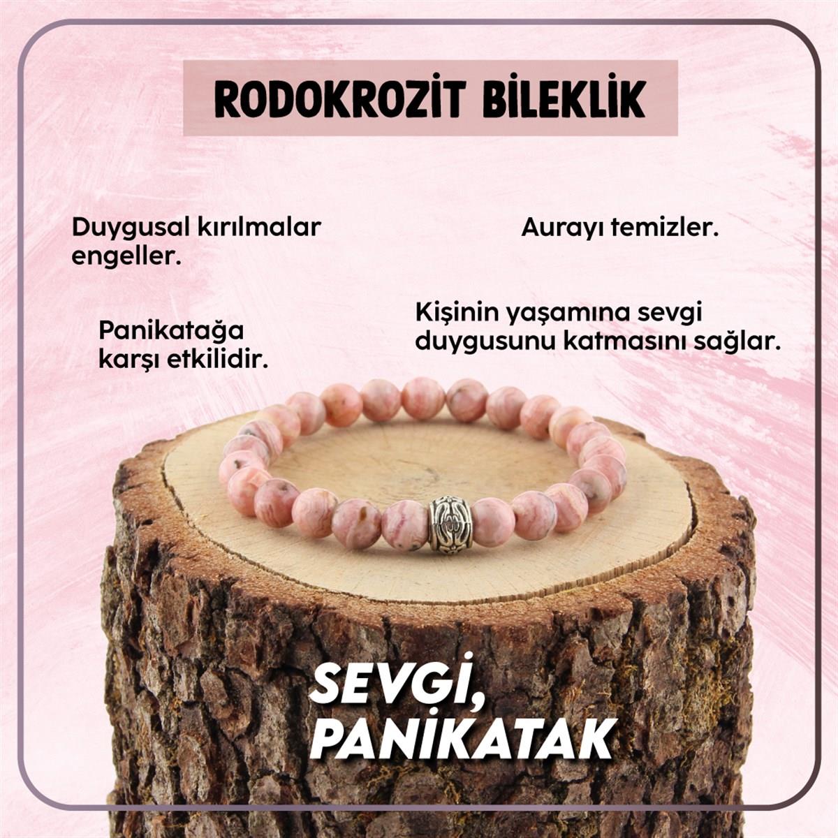 SERTİFİKALI Rodokrozit  Orjinal ( Taşlar) Doğaltaş Bileklik 6 mm Pembe B258