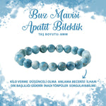 SERTİFİKALI Buz Mavisi Apatit 8mm Doğal Taş Bileklik