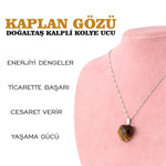 SERTİFİKALI Kaplan Gözü  Orjinal ( Taşlar) Doğaltaş Kalpli Kolye Ucu, Gümüş zincirle beraber M432