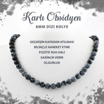 SERTİFİKALI Karlı Obsidyen 8 mm Dizi Doğal Taş Kolye