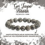 SERTİFİKALI Gri Jasper 10mm Doğal Taş Bileklik