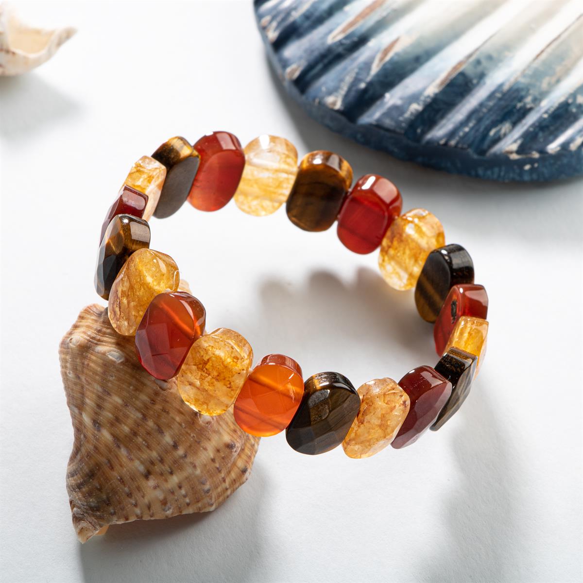 SERTİFİKALI Sakral Çakra Doğal Taş Geniş Kesim Bileklik