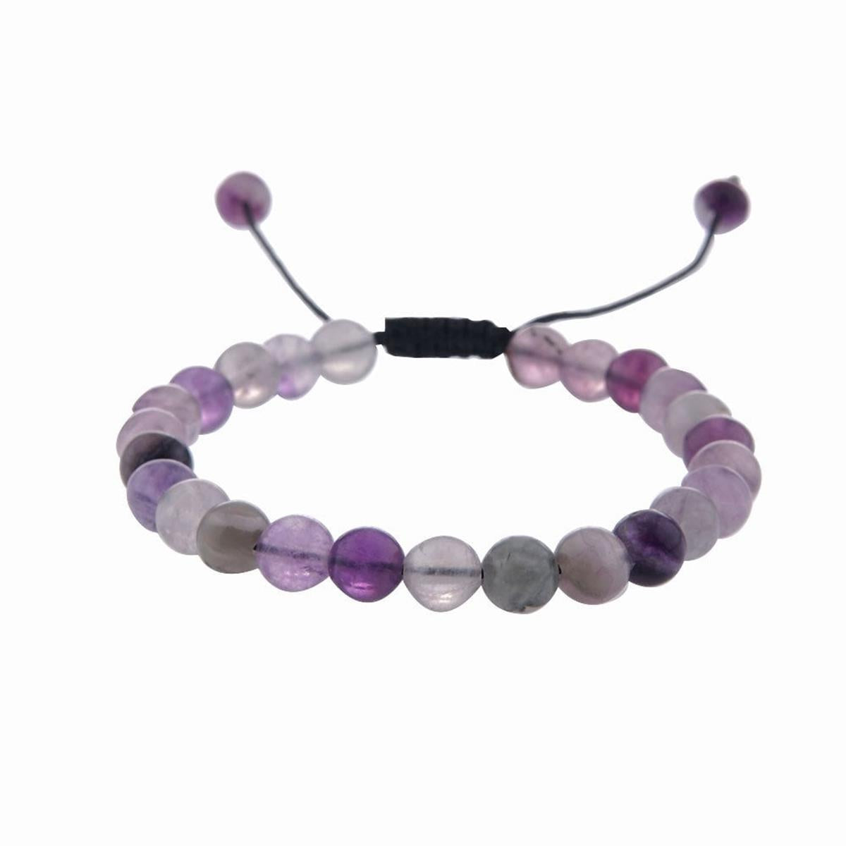 SERTİFİKALI Mor Renkli Florit  Orjinal ( Taşlar) Doğaltaş Bileklik   - 6mm