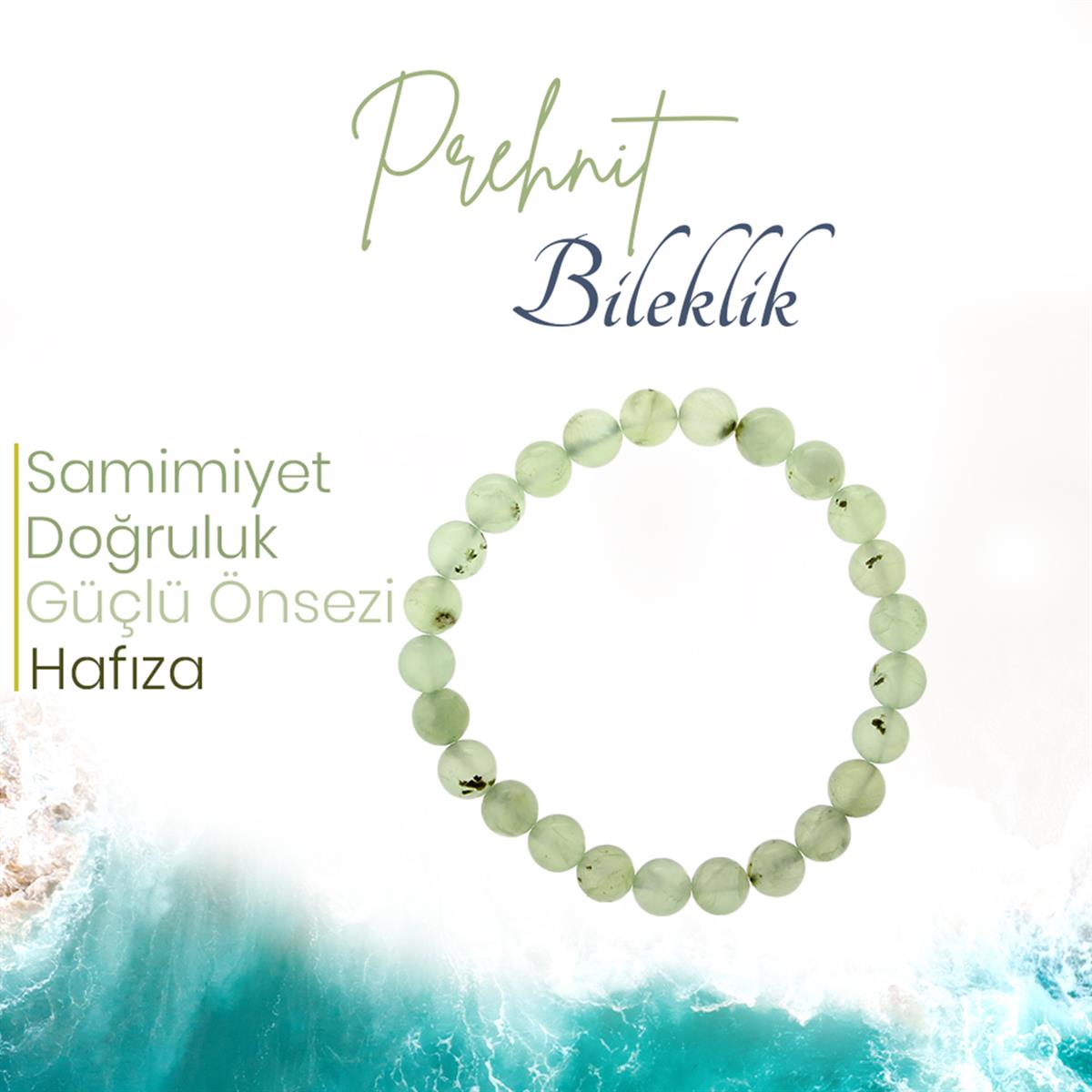 SERTİFİKALI Prehnit  Orjinal ( Taşlar) Doğaltaş Bileklik 8 mm, B999