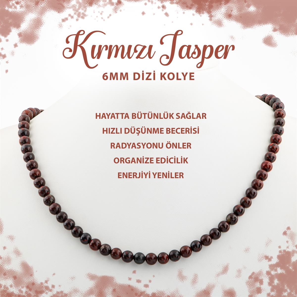 SERTİFİKALI Dragon Jasper 6 mm Dizi Doğal Taş Kolye