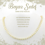 SERTİFİKALI Beyaz Sedef 6 mm Dizi Doğal Taş Kolye