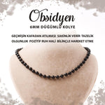 SERTİFİKALI Golden Obsidyen 6 mm Düğümlü Doğal Taş Kolye