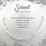 SERTİFİKALI Selenit 8 mm Dizi Doğal Taş Kolye