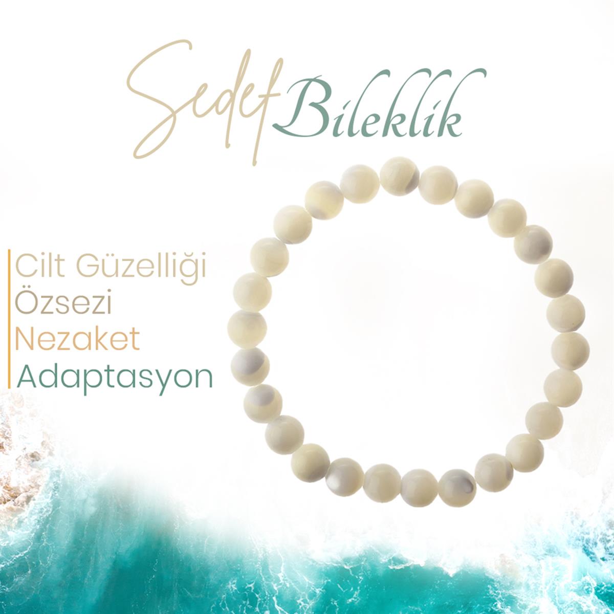 SERTİFİKALI Sedef  Orjinal ( Taşlar) Doğaltaş Bileklik 8 mm, B966