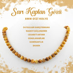 SERTİFİKALI Sarı Kaplan Gözü 8 mm Dizi Doğal Taş Kolye