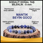 SERTİFİKALI Sodalit  Orjinal ( Taşlar) Doğaltaş Bileklik 8 mm - B511