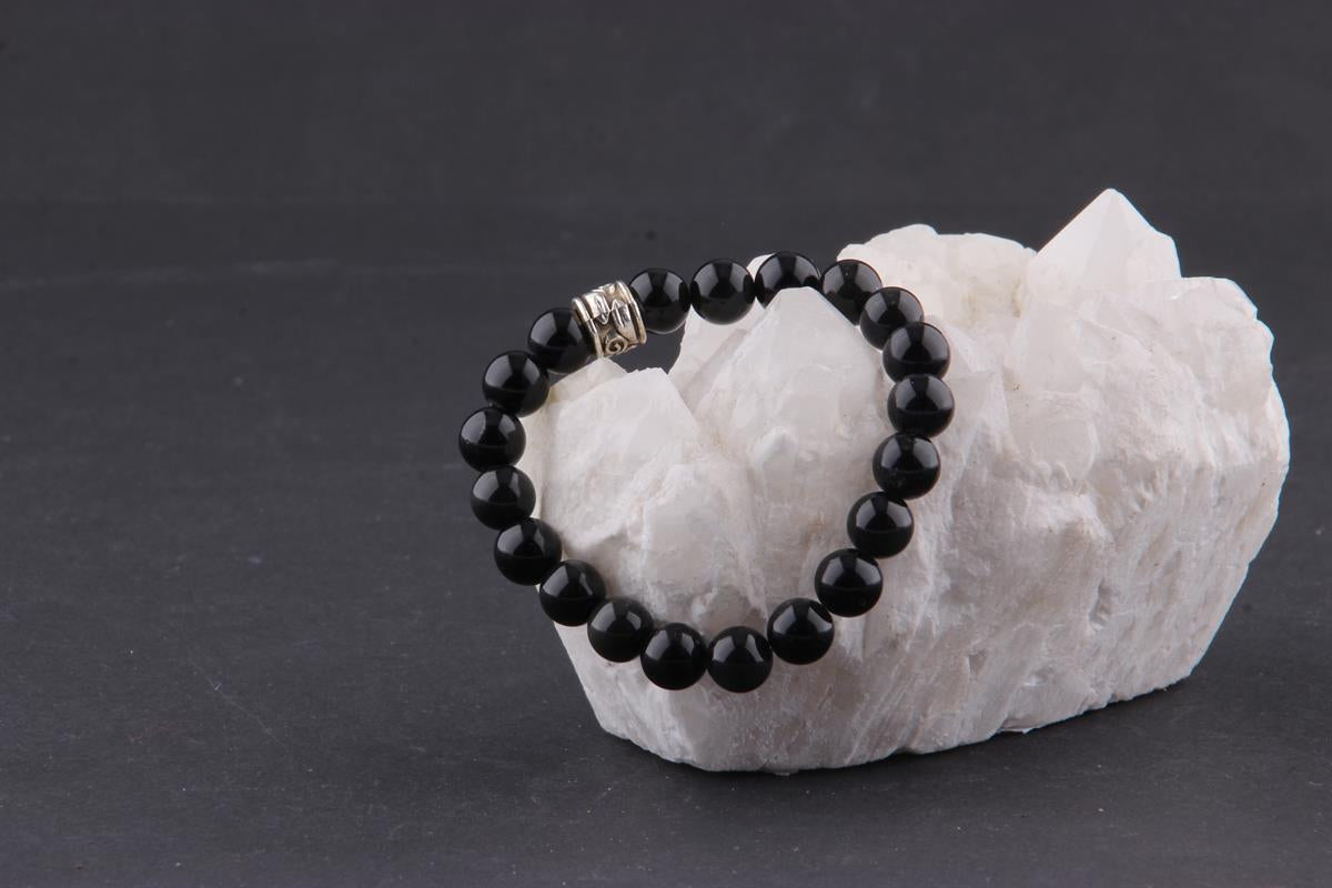 SERTİFİKALI Obsidyen  Orjinal ( Taşlar) Doğaltaş Bileklik 8 mm - B872
