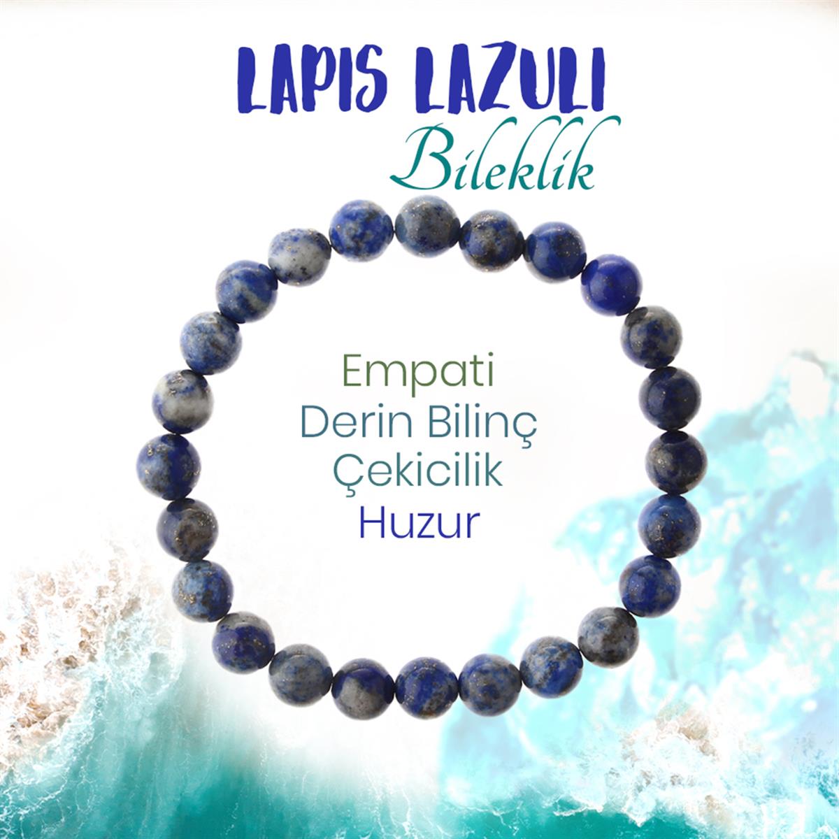 SERTİFİKALI Lapis  Orjinal ( Taşlar) Doğaltaş Bileklik 8 mm, B984