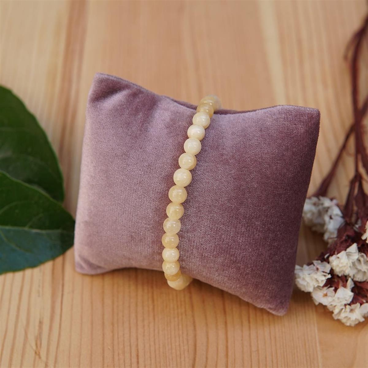 SERTİFİKALI Sari Kalsit  Orjinal ( Taşlar) Doğaltaş Bileklik  - 6mm