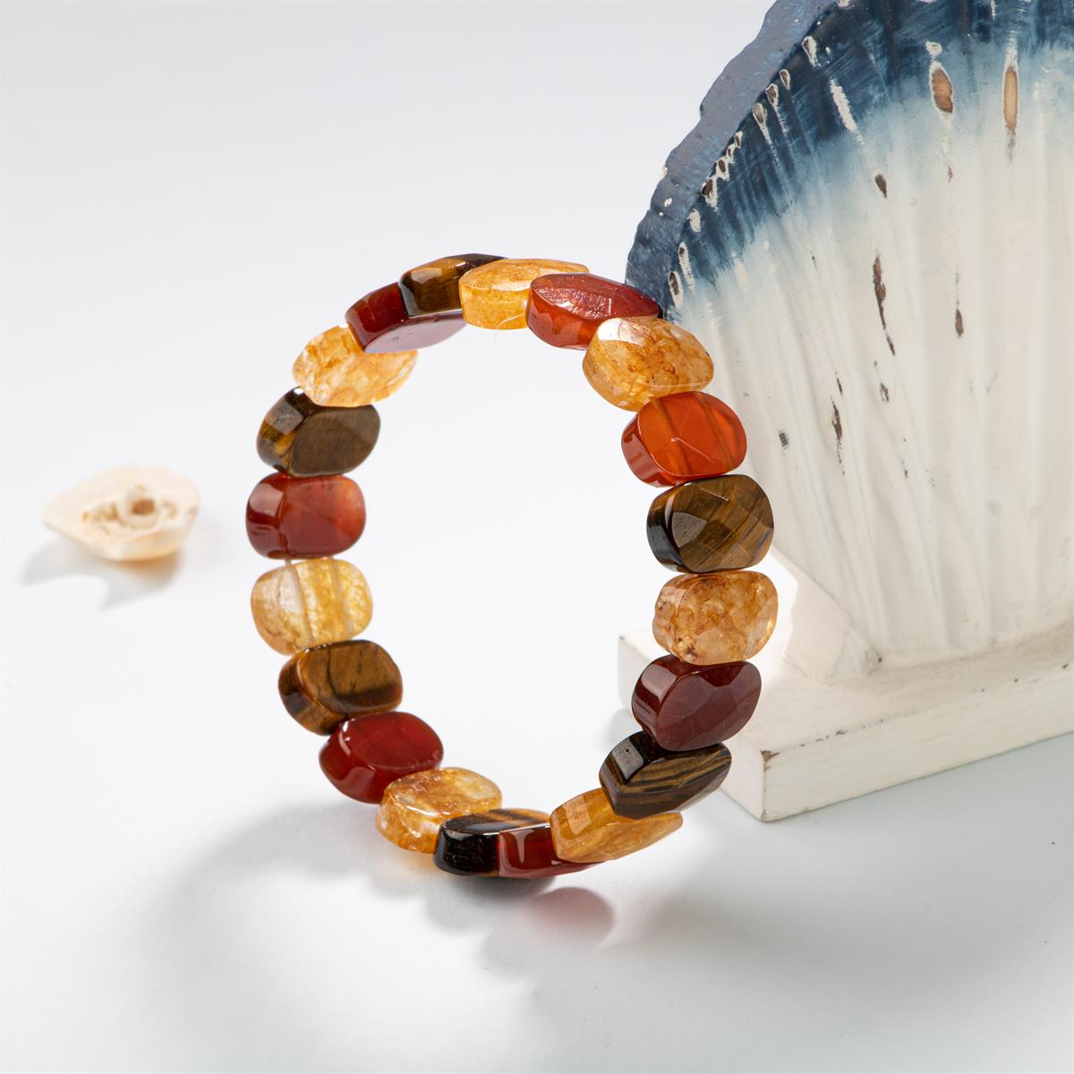 SERTİFİKALI Sakral Çakra Doğal Taş Geniş Kesim Bileklik