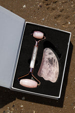 Sertifikalı Pembe Kuvars Roller &amp; Gua Sha %100 Orjinal Doğal Taş