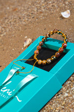 Sertifikalı Doğal Taşlı Üretkenlik Bilekliği, Jasper, Lav Taşı, Hematit