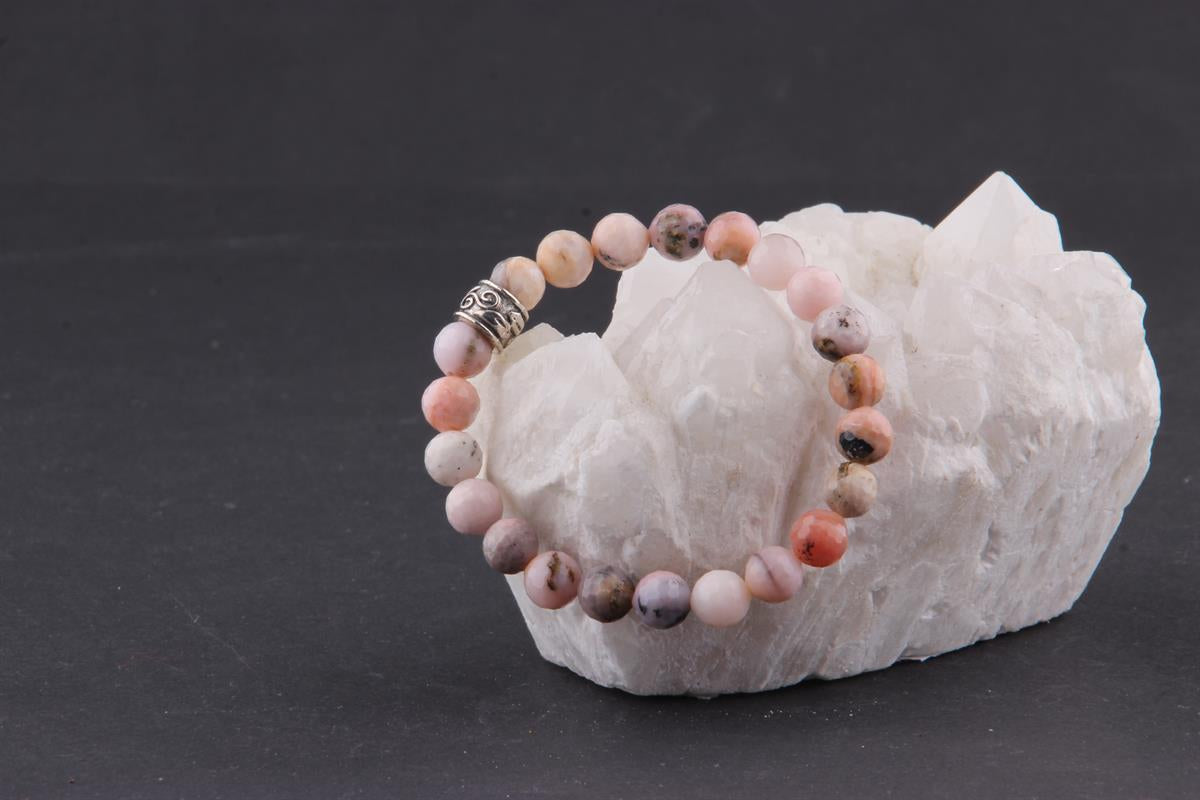 SERTİFİKALI Pembe Opal  Orjinal ( Taşlar) Doğaltaş Bileklik 8 mm - B878