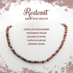 SERTİFİKALI Rodonit 6 mm Dizi Doğal Taş Kolye
