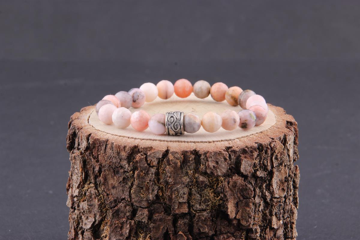 SERTİFİKALI Pembe Opal  Orjinal ( Taşlar) Doğaltaş Bileklik 8 mm - B878