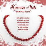 SERTİFİKALI Kırmızı Akik 8 mm Dizi Doğal Taş Kolye